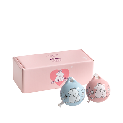 Moomin Arabia Kærlighed julekugler pink/blå 2 stk.