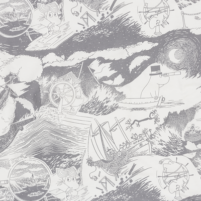 Moomin Arabia Sejlads sengesæt grå 140x200 cm