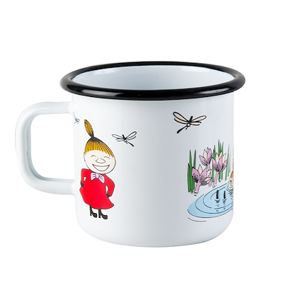 Mumi by Muurla lille my emaljekrus hvid/lyseblå 37 cl