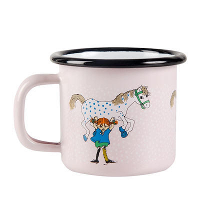 Muurla Pippi/hest emaljekrus lyserød 15 cl