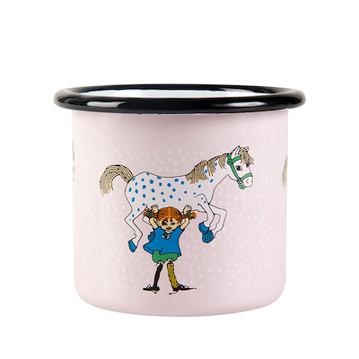 Muurla Pippi/hest emaljekrus lyserød 15 cl