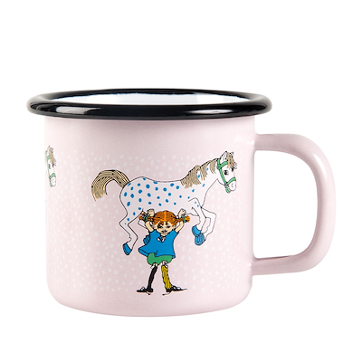 Muurla Pippi/hest emaljekrus lyserød 15 cl