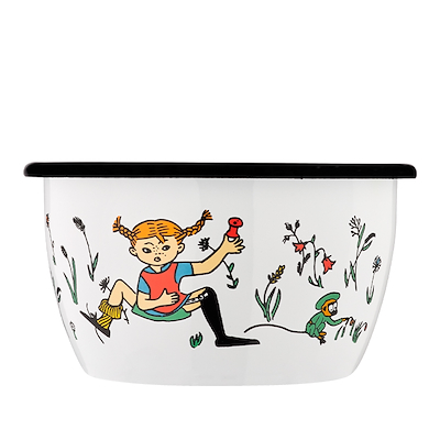 Muurla Pippi/ Hr. Nilsson emaljeskål hvid 30 cl