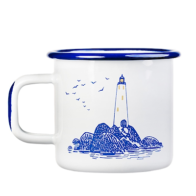 Mumi by Muurla søfolk emaljekrus hvid/mørkeblå 37 cl