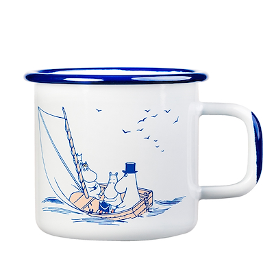 Mumi by Muurla søfolk emaljekrus hvid/mørkeblå 37 cl