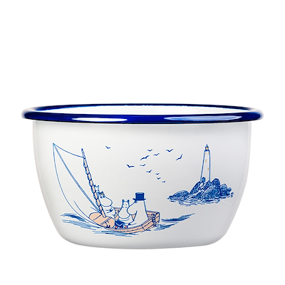 Mumi by Muurla søfolk emaljeskål hvid/blå 60 cl