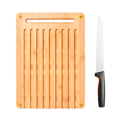 Fiskars Functional Form bambusskærebræt & brødkniv 44x27 cm