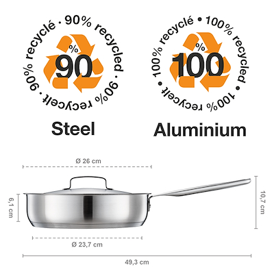 Fiskars All Steel sauterpande med låg keramisk belægning 26cm