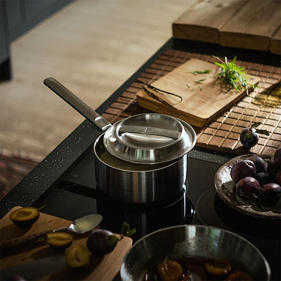 Fiskars Norden stål kasserolle med låg 1,8 liter