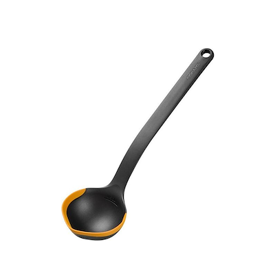 Fiskars Functional Form suppeske med silikone sort 29,5 cm