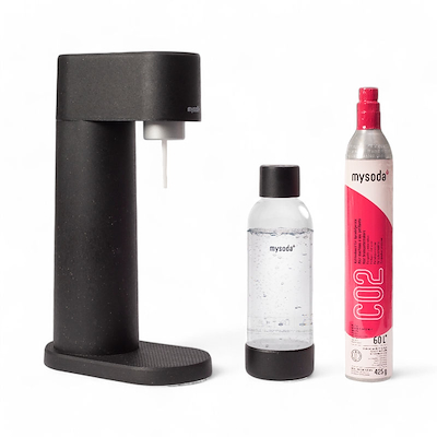 MySoda Woody sodavandsmaskine sort inkl. flaske + kulsyrepatron