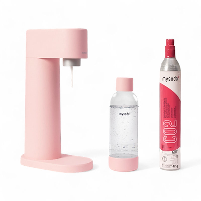 MySoda Woody sodavandsmaskine pink inkl. flaske + kulsyrepatron
