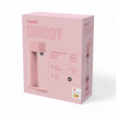 MySoda Woody sodavandsmaskine pink inkl. flaske + kulsyrepatron