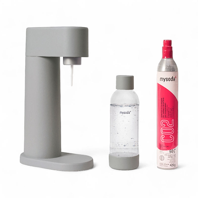 MySoda Woody sodavandsmaskine grå inkl. flaske + kulsyrepatron