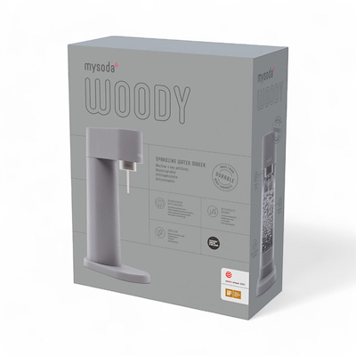 MySoda Woody sodavandsmaskine grå inkl. flaske + kulsyrepatron