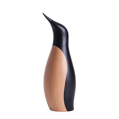 Architectmade Penguin figur sort/træ farve 18 cm