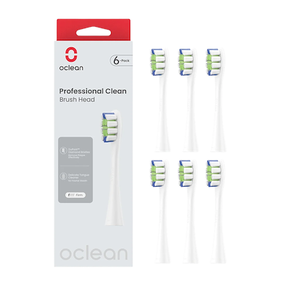 Oclean Professional Clean børstehoved hvid 6 stk.