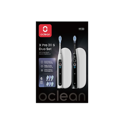 Oclean X Pro 20 S Duo sæt elektrisk tandbørste hvid og sort 2 stk.