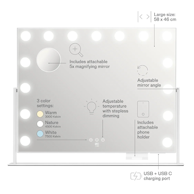 E&C by Wilfa Star makeup spejl med 15 LED