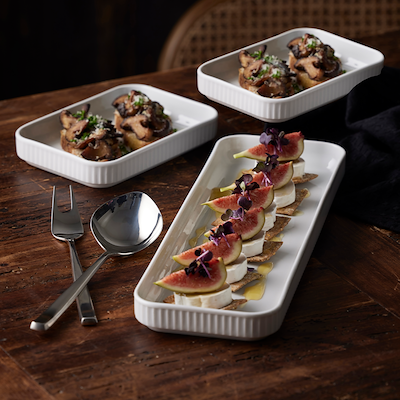 Gense Fuga serveringsske mat/blank stål 22,5cm