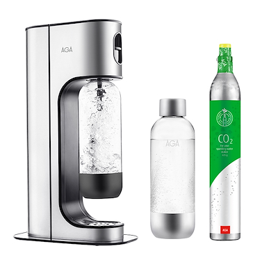 AGA Exclusive Steel sodavandsmaskine inklusiv 2 flasker og 1 kulsyrepatron