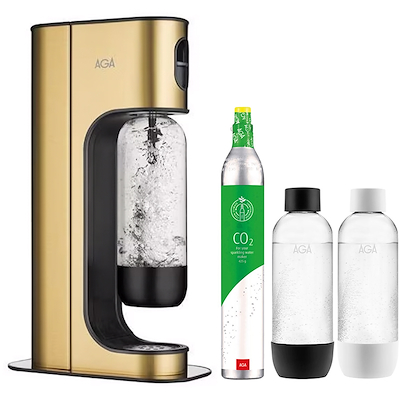 AGA Exclusive sodavandsmaskine inklusiv 2 flasker og 1 kulsyrepatron brass black