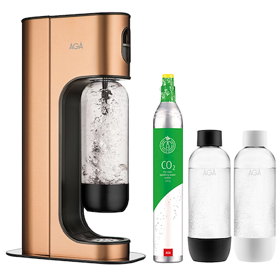 AGA Exclusive sodavandsmaskine inklusiv 2 flasker og 1 kulsyrepatron kobber