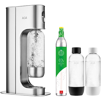 AGA Exclusive sodavandsmaskine inklusiv 2 flasker og 1 kulsyrepatron steel