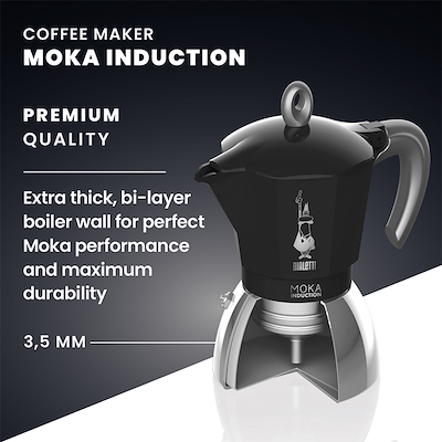 Bialetti Espressokande Moka Induction Black 4 Kop - Edition 2.0
