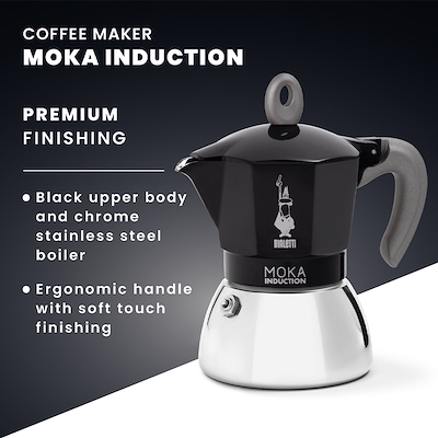 Bialetti Espressokande Moka Induction Black 4 Kop - Edition 2.0