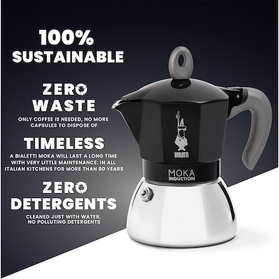 Bialetti Espressokande Moka Induction Black 4 Kop - Edition 2.0