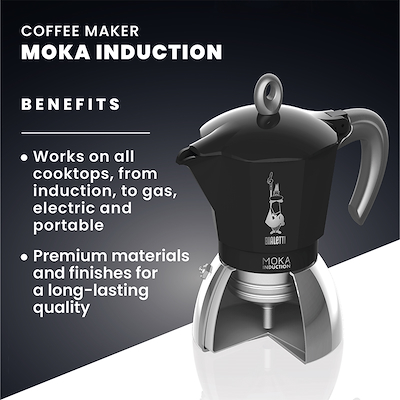 Bialetti Espressokande Moka Induction Black 2 Kop - Edition 2.0