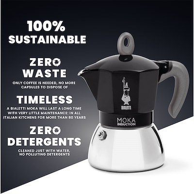 Bialetti Espressokande Moka Induction Black 2 Kop - Edition 2.0