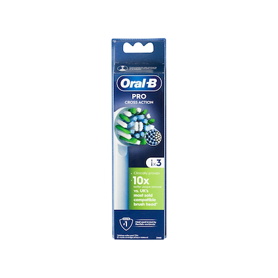 Oral-B CrossAction børstehoved hvid 3 stk.