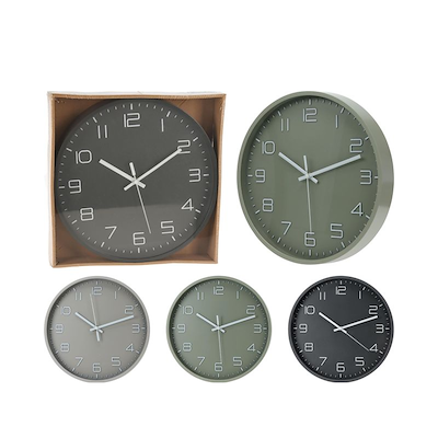 Vægur Ø 30x4 cm - 3 assorterede farver