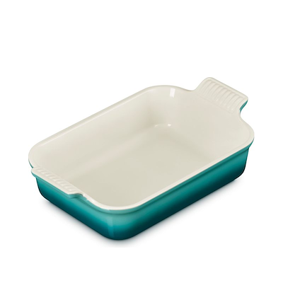 Le Creuset Signature stentøj Heritage rektangulært fad 26 cm Bleu Riviera