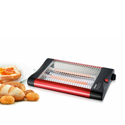 Sogo 4-slice flad brødrister rød/sort 600 watt