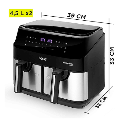 Sogo airfryer double basket 9 liter 1750 watt