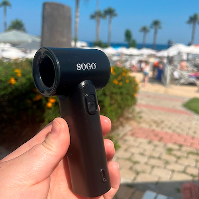 Sogo håndholdt ventilator genopladelig sort