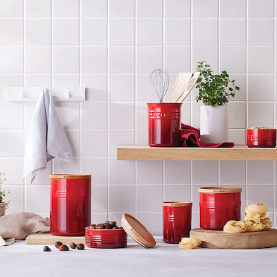 Le Creuset Signature stentøj bestik- og redskabskrukke Cerise
