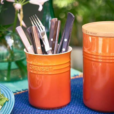 Le Creuset Signature stentøj bestik- og redskabskrukke Volcanic