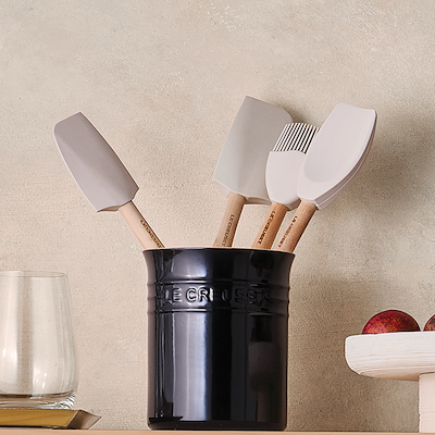 Le Creuset Signature stentøj bestik- og redskabskrukke Black