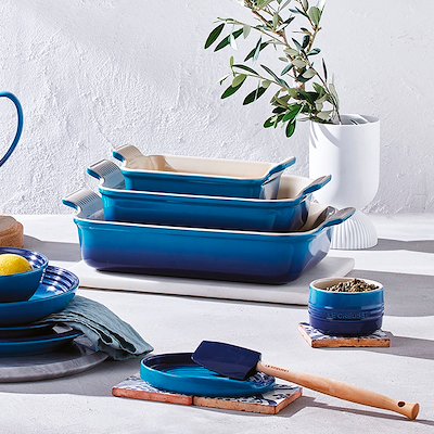 Le Creuset Signature stentøj Heritage rektangulært fad 19cm Azure