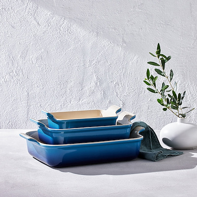 Le Creuset Signature stentøj Heritage rektangulært fad 32cm Azure