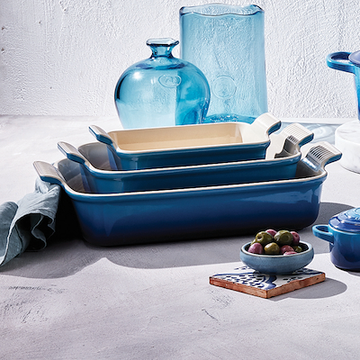 Le Creuset Signature stentøj Heritage rektangulært fad 32cm Azure