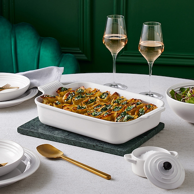 Le Creuset Signature stentøj Heritage rektangulært fad 32cm White