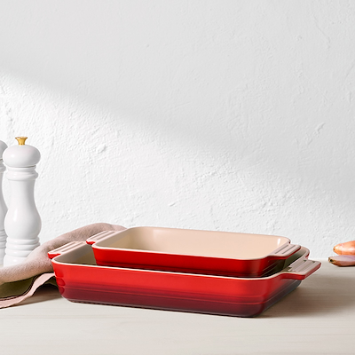 Le Creuset Classic stentøj rektangulært fadsæt 25/32cm Cerise