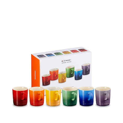 Le Creuset Signature Rainbow kaffekrus stentøj 35 cl 6 stk.