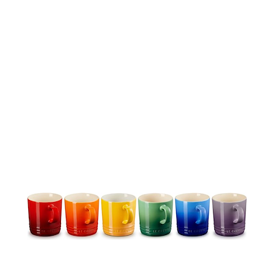 Le Creuset Signature Rainbow kaffekrus stentøj 35 cl 6 stk.