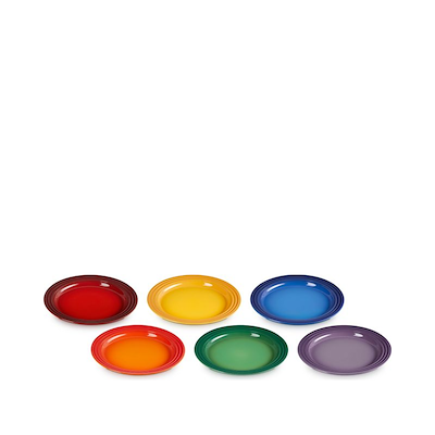 Le Creuset Signature Rainbow frokosttallerken stentøj Ø 22 cm 6 stk.